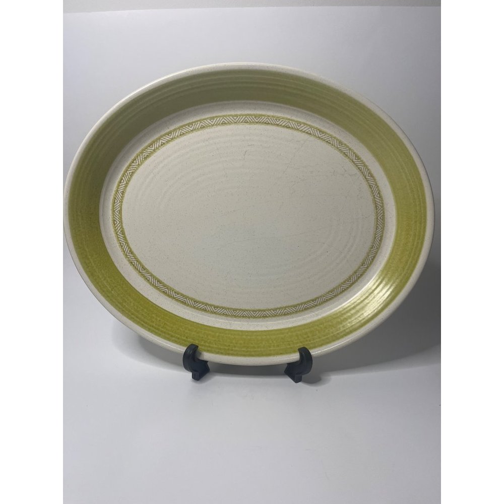 Set of 2 Vintage Franciscan Hacienda Green Oval Serving Platter 13 7/8"